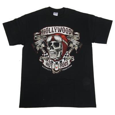 Ghh t-shirt short sleeve cotton black hollywood hot rods grim racer men's x-lg