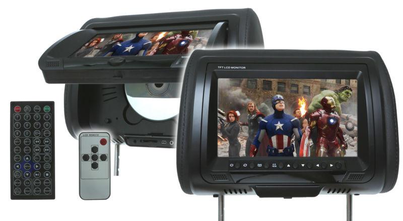 Universal car 9" headrest dvd monitors +3yr waranty dvd player monitor black new