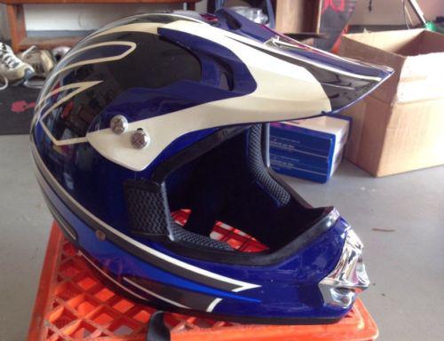 Vega off road motorcycle helmet motocross atv dirt bike xl. blue and white