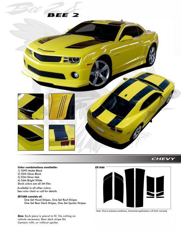 Chevy camaro graphics / 3m vinyl decals bee 2 rally stripes emblem trim kit 2013