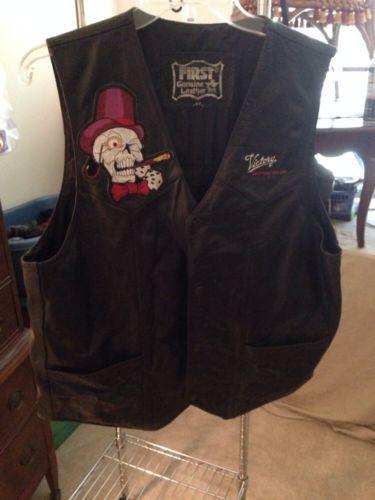 Mens leatherotorcycle vest large