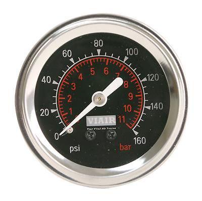 Viair single needle mechanical air pressure gauge 1 1/2" dia black face 90085