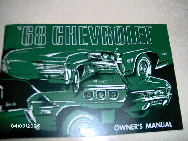 New 1968 chevrolet owners manual impala caprice bel air biscayne 68 ss 427 ss427