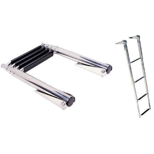 Top mount 4 step stainless steel fold up telescoping ladder for boats