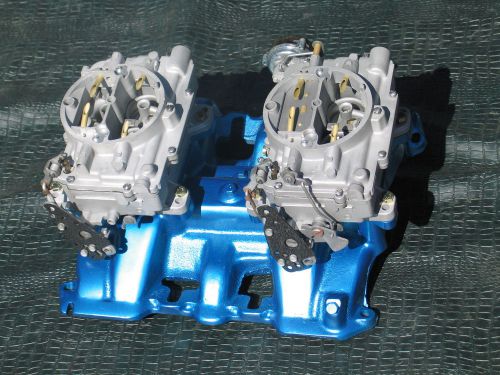 Vintage gm 49-62 cadillac dual quad 2x4  manifold &amp; carter carbs 331 365 390