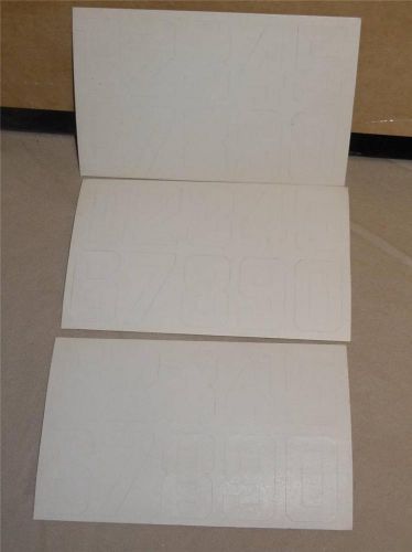 Lot of 3 sheets 1-10 sticker white letters for automotive model car decals nos