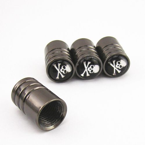 Find 4x Black Skull Demon Wheel Tyre Tire Metal Valve Stems Caps Air