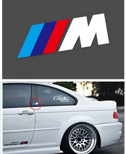 2pcs white ///m 2.36" auto side door center pillar reflect light sticker decals
