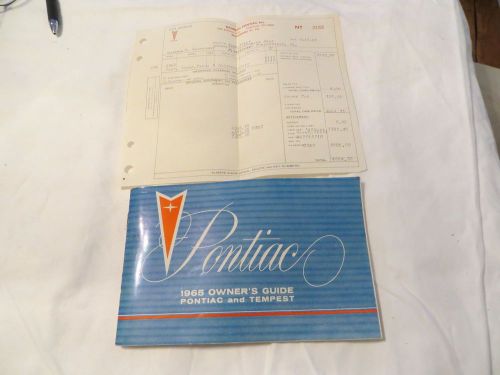 1965 pontiac "original" owners manual and rare original sales invoice