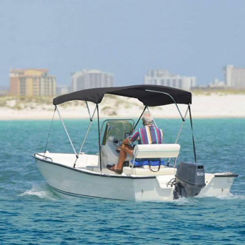 New gray bimini top kit with mounting hardware - 6'l 3-bow cover 73"-78" width