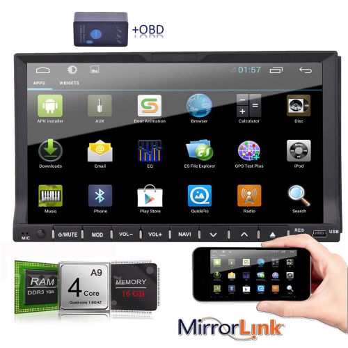 Hd 7" touch screen double 2din pure android car dvd player bt wifi ipod +obd
