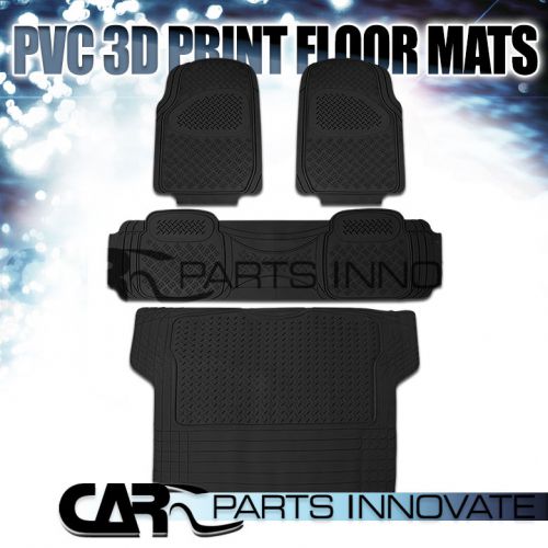 4pc front+rear+cargo heavy duty black rubber floor mat carpet pickup semi custom