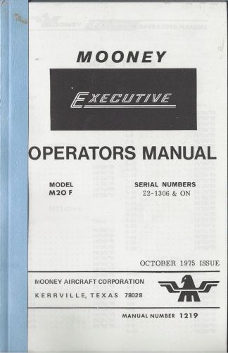 Mooney executive m20f m20 operators manual #1219 airplane flying flight lessons
