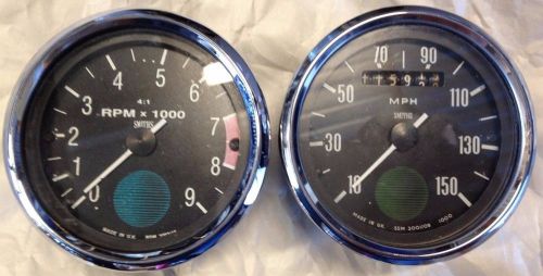 Smiths "green globe" speedometer &amp; tach norton commando vintage classic ahrma