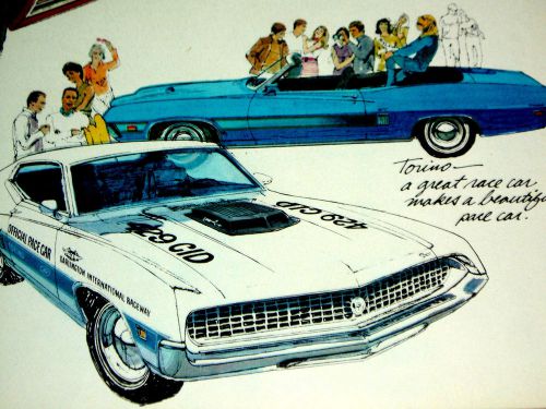 1970 ford torino gt vtg original ad-poster/print-302/351 4v/429 v8 engine/1971