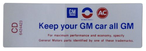 1968 oldsmobile "keep your gm car all gm" air cleaner decal