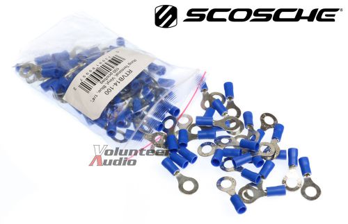 Scosche vinyl ring terminal blue 1/4&#034; 16-14 gauge 100 pieces/bag