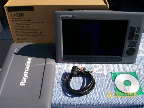 Raymarine c-140 wide mfd used with manuals, cables, flush mount in pristine
