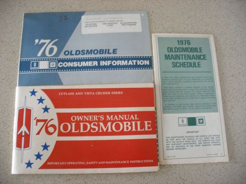 3 pieces= 1976 oldsmobile owner&#039;s manual cutlass &amp; vista cruiser series vintage