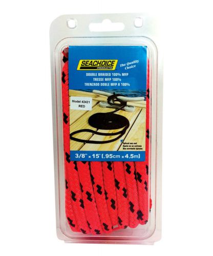 Seachoice 42421 line dock, 3/8" x 15', red with black tracer