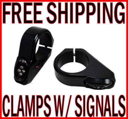 Joker black front turn signals fork clamps harley dyna fat street bob fxd