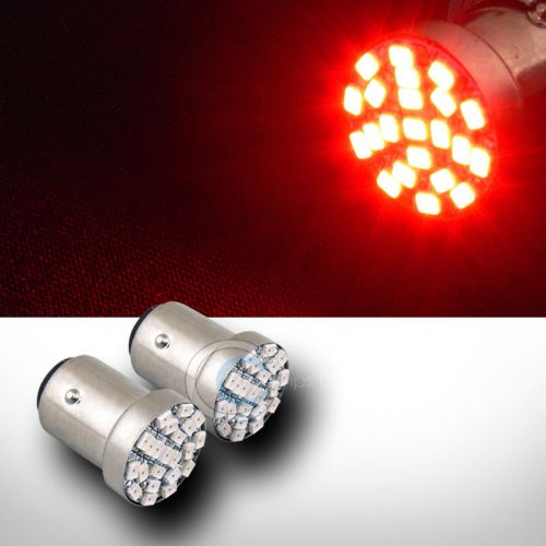 2x red 1157/bay15d 22 count smd led light bulbs backup/reverse lamps 2357 2397