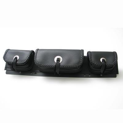 Hopnel signature series tri-pouch for show chrome windshields black universal