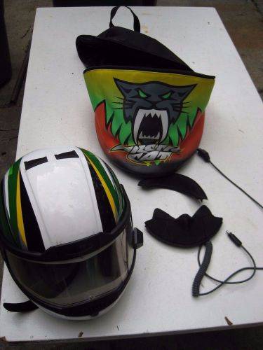 Artic cat snowmobile helmet w/ heated fog free faceshield lined bag size large