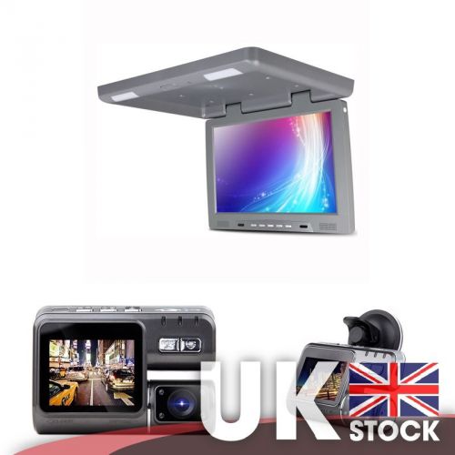 19" widescreen flip down monitor (grey) + 2" lcd monitor 720p hd dashcam
