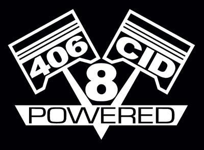 2 v8 406 cid engine piston decal set sticker emblems bored 400 decals