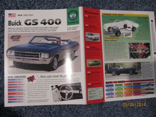 ★★ buick gs 400 - collector brochure specs info 1968 - 1969 / stage 1 ★★