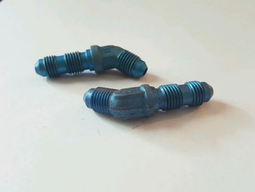 Lot of 2 an flare bulkhead fittings 45 degree - blue anodized