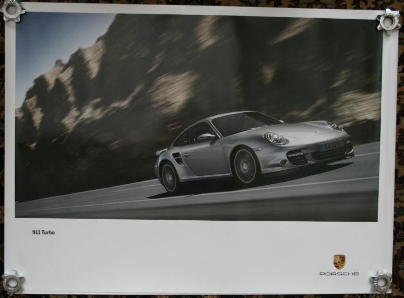Porsche poster 24" x 36" silver 911 turbo authentic mountain picture brand new