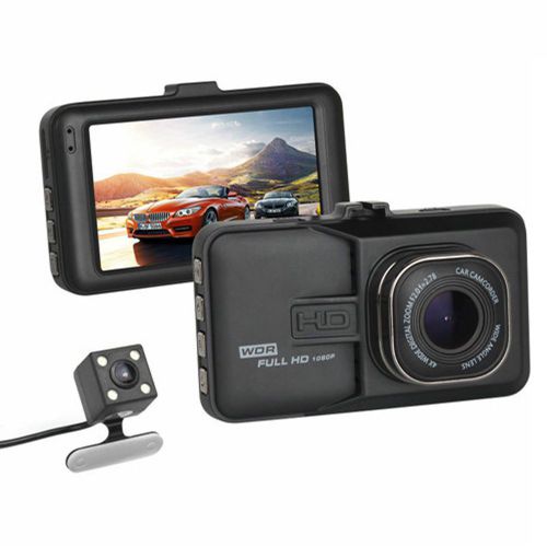 Dual lens car dvr cam dashcam 1080p full hd video recorder + rear backup camera