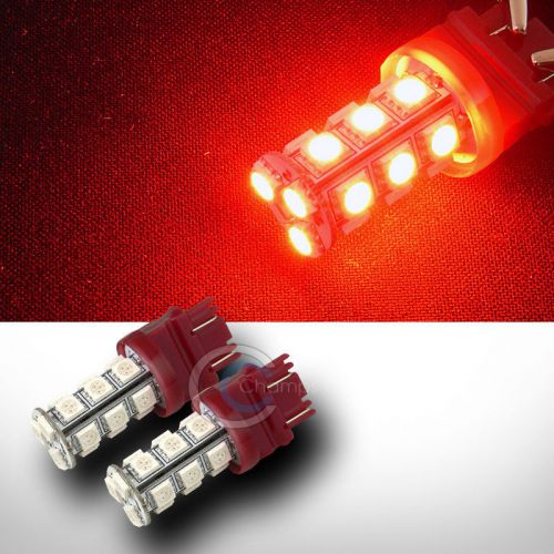2x red 3157 t20 18 count smd led light bulb front turn signal lamps dc 3056 3356