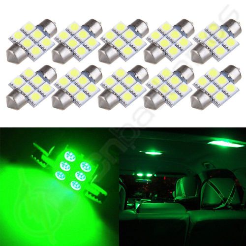 10x green 31mm 5050 6smd festoon dome map license interior door led light bulbs