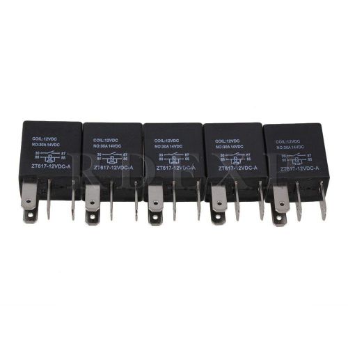 12-24v 30a car vehicle relay 4 pins set of 5 black