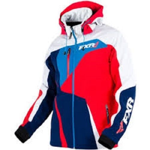 Fxr men's mission softshell hooded jacket, size xl, navy/red