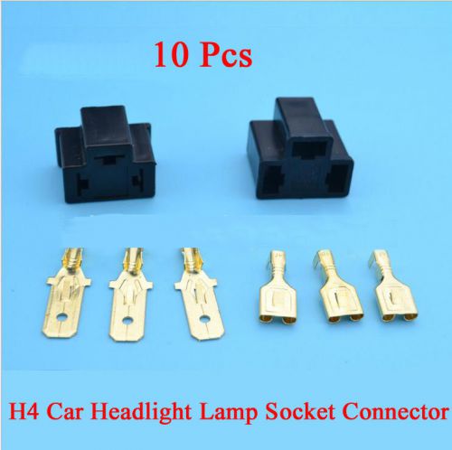 10 set h4 car automotive headlight lamp socket connector male female beam plug