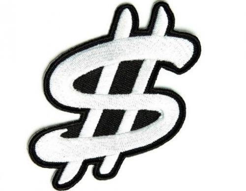 Embroidered motorcycle patch - dollar sign patch**