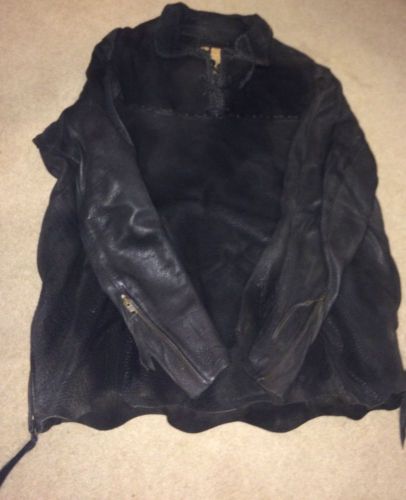 Mens leather pullover xxxl with braiding around collar and lacing at chest