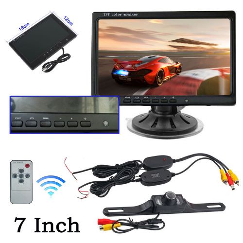 Car rear view system 7leds wireless ir night backup camera+7&#034; tft lcd monitor
