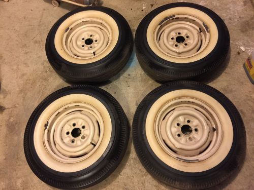 Steel wheels bias ply tires 14x5.5 4-1/2 bolt pattern ford oem 1958-1964
