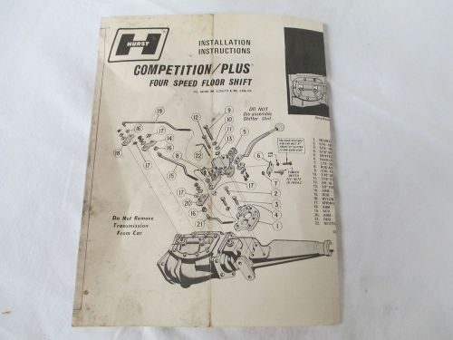 Hurst competition plus 4 speed shifter instructions &amp; part no. sheet