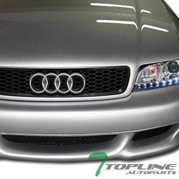 Blk sport mesh front grill grille w/logo emblem base abs 96-01 02 audi a4 b5