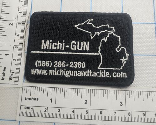 Michi-gun embroidered black patch vest jacket club sports 3.25" x 2.25"