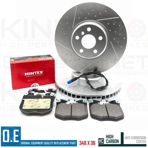 FOR BMW i4 G26 eDrive40 DIMPLED GROOVED FRONT BRAKE DISCS MINTEX PADS WIRE 348mm, US $, image 3