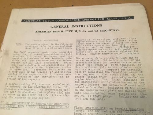 American bosch magnetos mjb-4a &amp; mjb-6a instruction &amp; maintenance data manual