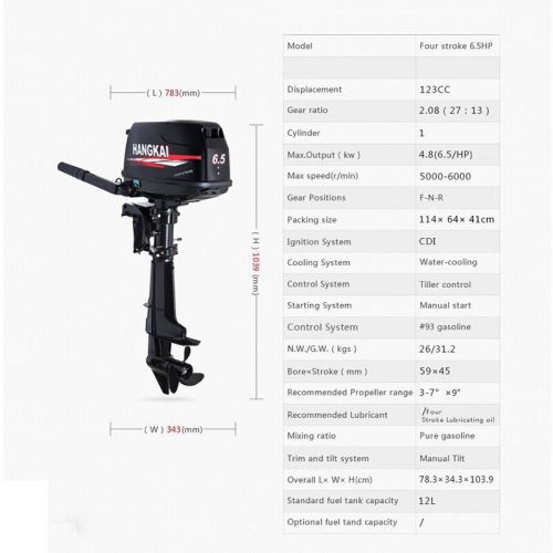 HANGKAI 6.5HP 4 Stroke Outboard Motor Marine Boat Engine W/ Water Cooling CDI, US $740.44, image 10