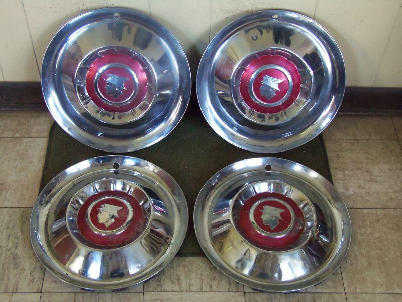 1955 mercury hub caps 15" set 4 merc 55 wheel covers